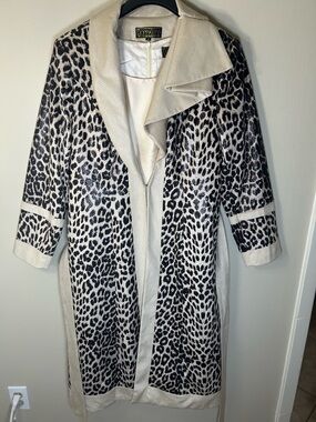 Donna Vinci Couture 2pc Church Suit Leopard Dress & Coat Set Sz 16 Snakeskin